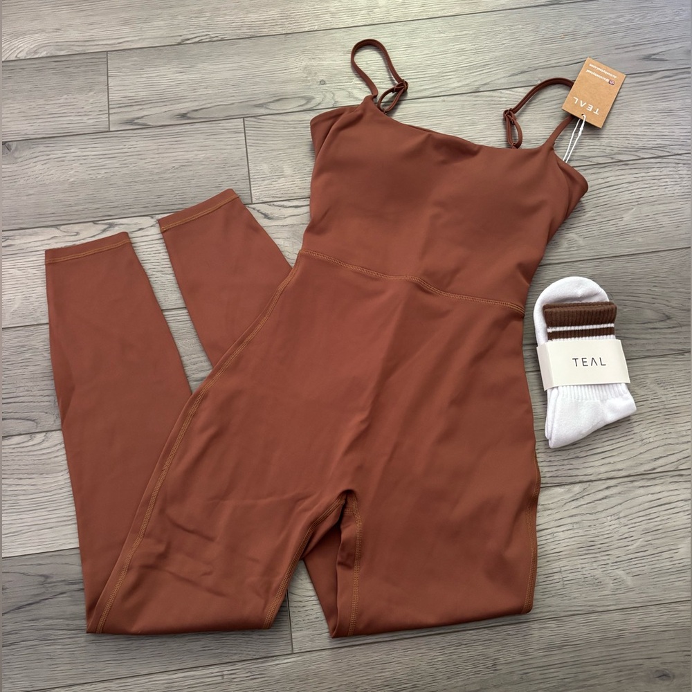 New ActiveByTeal Brown Bodysuit with free socks